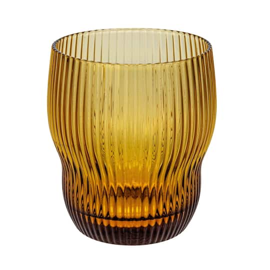 8oz. Amber Ribbed Drinking Glass